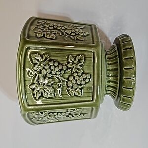 Vintage Ceramic Japan Grapes Leaves Grapevine Indoor Hexagon Pedestal Planter
